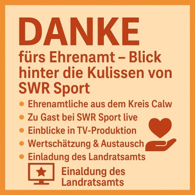 Ehrenamtliche aus dem Kreis Calw zu Gast bei SWR Sport live
